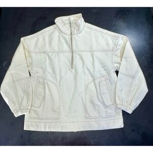 LNDN London Denim Cream Quarter Zip Oversized Utility Jacket